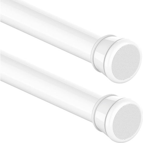 Lot de 2 barres de douche télescopiques sans perçage pour armoire, projets de bricolage, salle de bain, 50-80 cm, blanc (diamètre 25 mm)