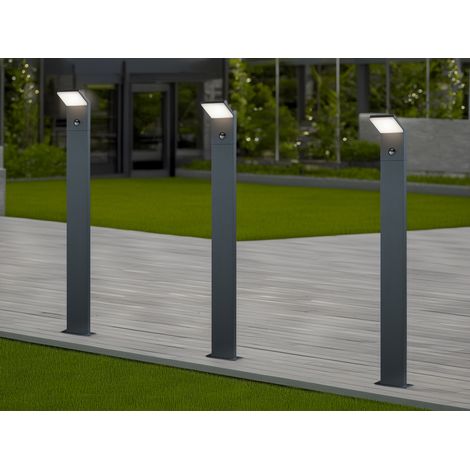 LED Pfostenleuchte mit Bewegungsmelder im 3er SET Anthrazit IP54 H.100 cm (1/5)