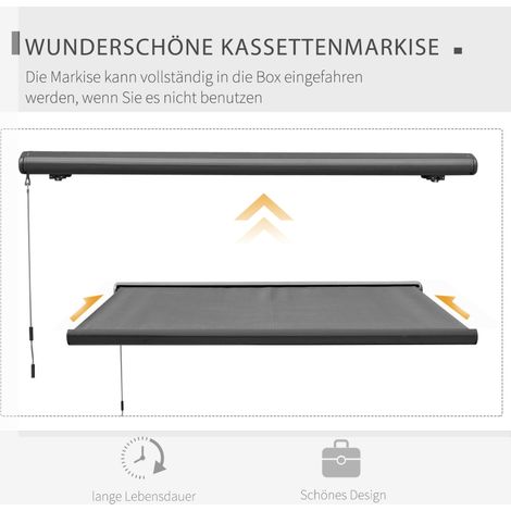 Store électrique avec télécommande, cadre en métal gris anthracite, 3 x 2,5 m, kit de fixation inclus pour installation murale. (1/5)