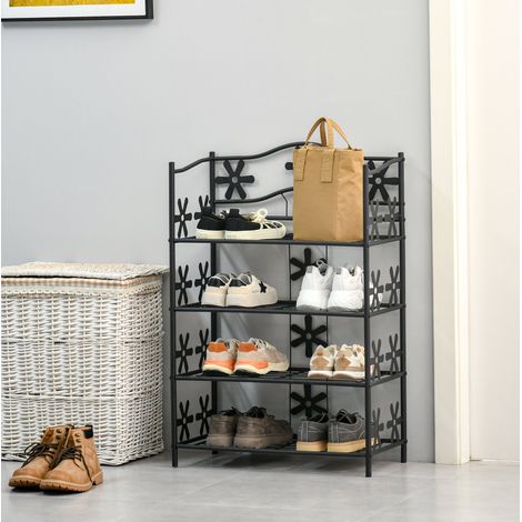 Zapatero de 4 estantes de metal negro 59,5 x 30 x 92 cm DESVIAE (1/5)