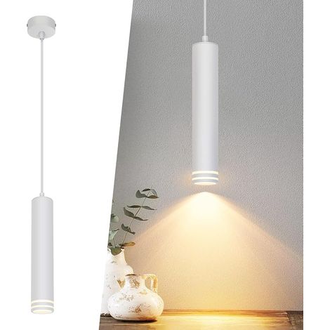GBLY Pendelleuchte GU10 Cilindro 1 Fiamma Moderna Alluminio Regolabile in Altezza Lampada Suspension Per Cucina Camera Tavolo da Pranzo Soggiorno Bianco Senza Lampada (1/5)