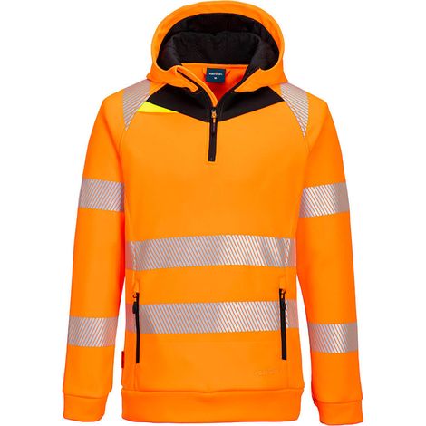 Dx4 Hi-vis 1/4 Reißverschluss Hoodie - Größe 5XL - Orange/Schwarz - Portwest