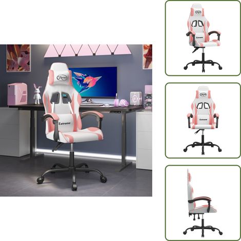 vidaXL Gaming-Stuhl Weiß und Rosa Kunstleder (1/5)