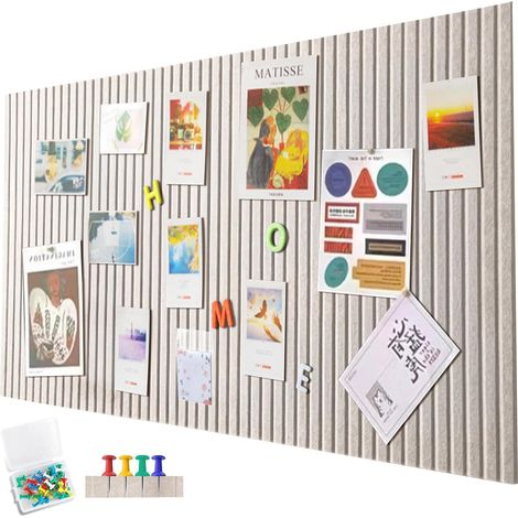 Grand tableau d'affichage de 90x60 cm, grande plaque de liège, épaisseur de 0,9 cm, mur décoratif en liège en feutrine, panneau photo pliable avec ruban adhésif autocollant, tableau vision en feutrine (1/5)