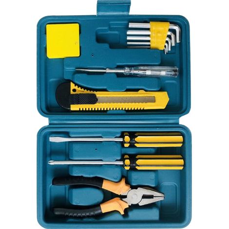 Mini coffret d'outils à main de 12 pièces pour la maison, boîte à outils, kit d'urgence pour véhicule, kit de réparation avec tournevis (1/5)