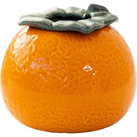 Pot de fleur décoratif Céramique Orange, plante verte artificielle avec lierre hydroponique pour la décoration de salon, non poreux (1/5)