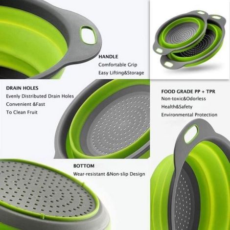 Passoire Pliable en Silicone – Rétractable, Antidérapante & Multifonctionnelle (1/4)