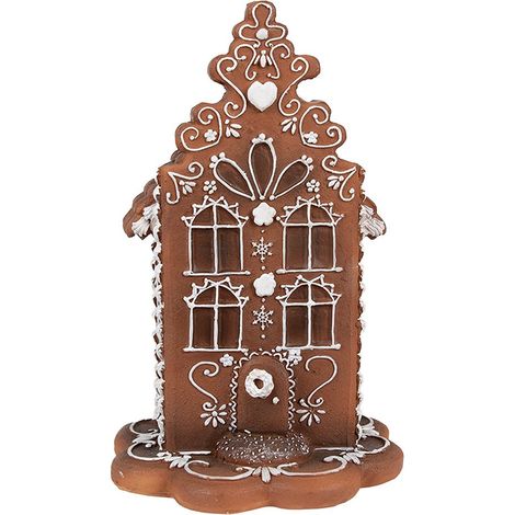 Maison en Pain d'Épices Lumineuse LED Décoration de Noël en Polyrésine Marron 20 cm - PANGIVO (1/4)