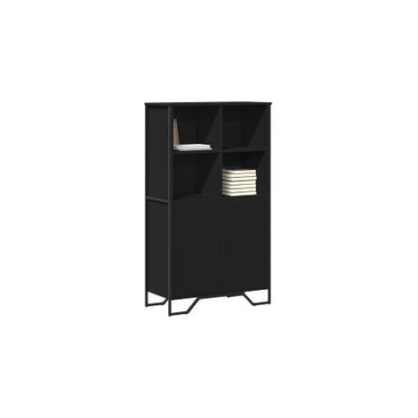 Buffet haut noir 79,5x35,5x137,5 bois d'ingénierie (1/5)