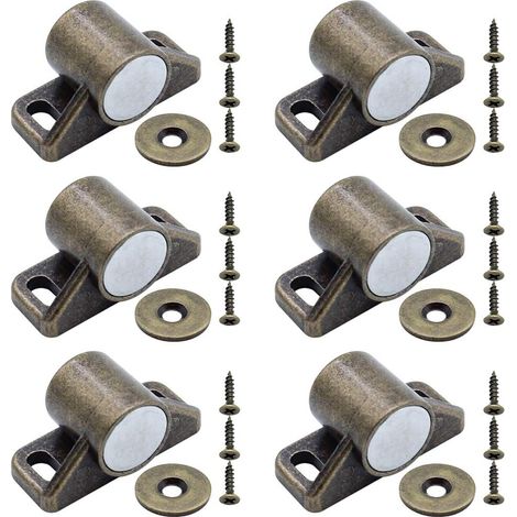 Sollbry Juego de 6 cierres magnéticos para puerta con tornillos, cierre magnético (redondos, bronce) (1/5)