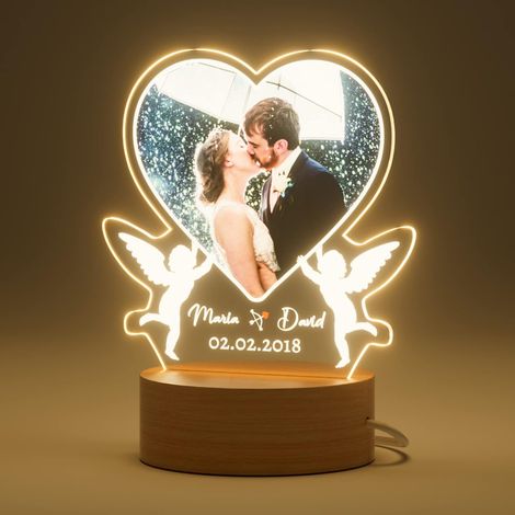 Regalo di San Valentino per uomini, donne e coppie: lampada fotografica personalizzata, luce notturna a forma di cuore, regalo personalizzato, cornice LED a forma di cuore con ricarica USB. (1/5)