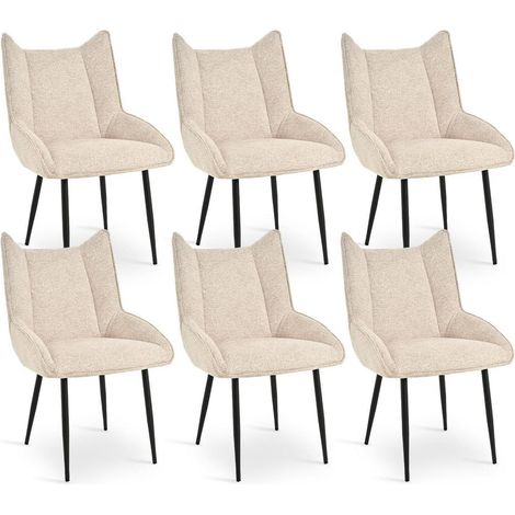 Esszimmerstühle 6er Set Samt Creme mit verstellbaren Füßen (1/5)