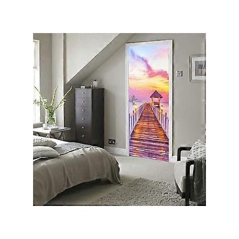 StyleN 95x215cm 3D Türaufkleber Weinkeller Fototapete Trompe-l'œil Wandaufkleber PVC Wasserdichte Tapete für Schlafzimmer Badezimmer Küche Dekoration D