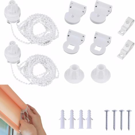 2 Set Ensemble de Accessoires 25mm pour Stores Enrouleurs, Kit de Fixation Store Enrouleur, 3 m Embrayage Chaîne et Support de Serrage pour Store occultant, Store Jour Nuit, Doubles Stores (1/5)
