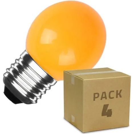 Pack 4 Ampoules LED E27 3W 300 lm G45 Orange Orange (1/4)