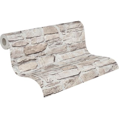 Papier Peint Brique Elements Papier peint intissé - 10,05m x 0,53m - Gris Beige Fabriqué en Allemagne 363702 36370-2 (1/5)