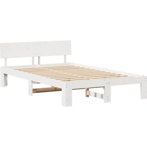 Lit double,Lit adulte,Cadre de lit Blanc 140 x 190 cm Bois de pin massif CFW4805486 (1/5)