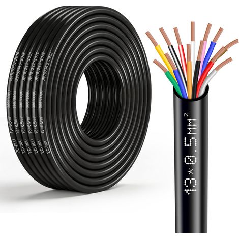 Câble de remorquage 13 conducteurs x 0,5 mm² pour remorque 10 m Câble de remorquage 13 conducteurs Noir pour éclairage de remorque de camion de voiture (1/5)