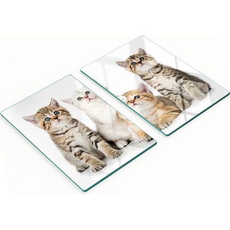 Tableros de vidrio decorativos multifuncionales con estampado de pequeños gatos, 2x40x52 cm. (1/5)