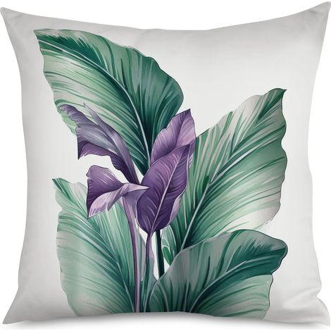 Housse de coussin, Coussin décoratif feuilles de calathea, motif naturel (1/5)
