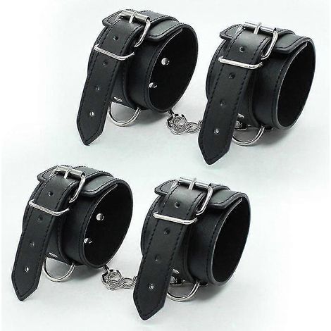 Sangles de cheville en cuir noir, idéales pour le fitness, le renforcement des fessiers et des jambes, et le yoga à domicile pour hommes et femmes.