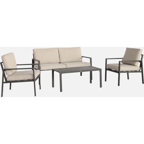 Conjunto de jardín de aluminio, 4 plazas