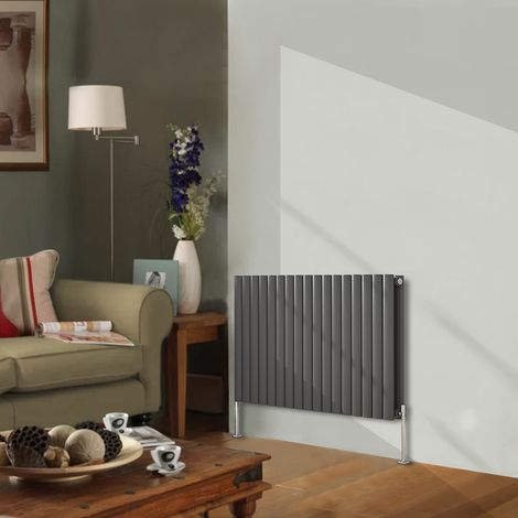 NRG Designer Radiator Oval Column Central Heating Anthracite Rads Horizontal 600x1003mm Double (1/5)
