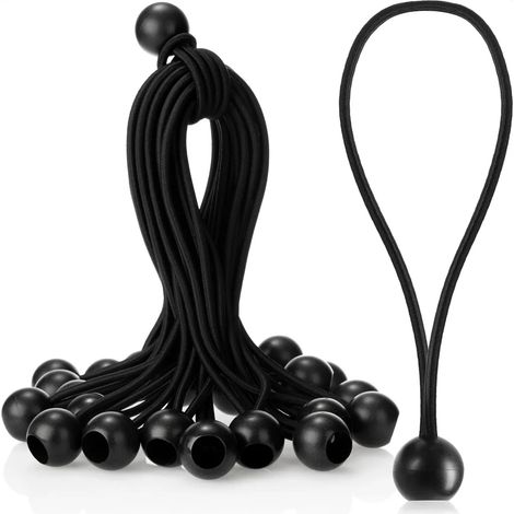 25 tenditori elastici neri per tende e striscioni
