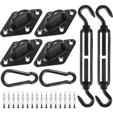 Kit de fijación para toldos exteriores, tensores de acero inoxidable, para la instalación de toldos de patio, juego de 40 piezas, color negro. (1/5)