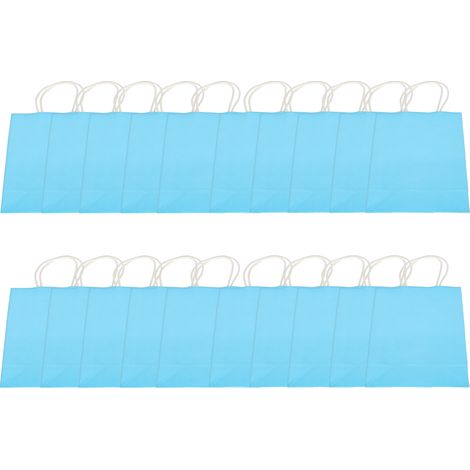 20 wiederverwendbare Kraftpapiertüten für Geschenke, Einkäufe und Geburtstagsfeiern – 15 x 8 x 21 cm – Blau (1/5)