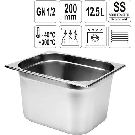 Gastronormbehälter 12,5 l - GN1/2, H200M - Edelstahl - YG-00265 (1/5)