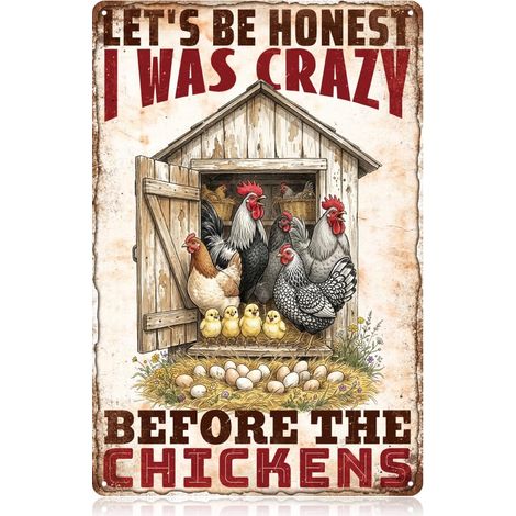 Panneaux en Métal Vintage Drôles de Poulet 20x30cm Art Mural Rétro Poster Décor Cadeau de Poulailler Rustique pour Cuisine de Ferme Maison Clôture de Jardin (1/5)