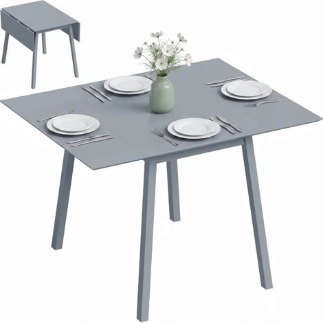 Folding Dining Table, Solid Wood, 110 x 86 x 75 cm, Grey (1/5)