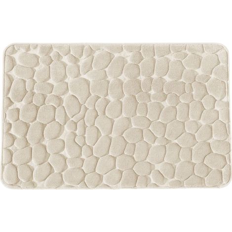 Tapis de bain galet à mémoire de forme ecru 50x80cm (1/5)