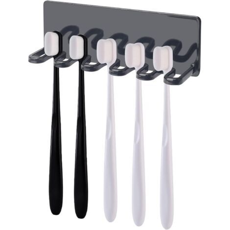 Support Brosse a Dent Murale pour 5 Têtes, Porte-Brosse À Dents Autocollant pour Salle De Bain sans Perçage, Support de Brosse à Dents Mural Support Adhésif pour Brosse à Dents (1/5)