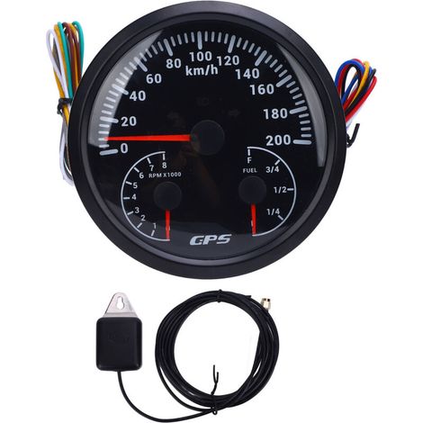 110mm Odometer 0 to 200km/h Multifunctional 0 to 8000rpm Tachometer E-/4-/2-3/4-F Fuel Gauge with Indicators for RVs, Yachts and Trucks (Dial Bezel. (1/5)