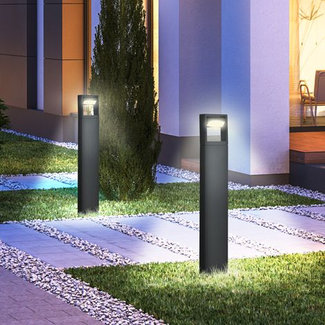 Lámpara de jardín, luz de camino, farola con LED, resistente a la intemperie, 16 cm x 5 cm x 90 cm, gris oscuro