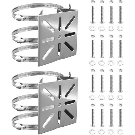 Support Caméra Extérieur 2 Ensembles Universel Montage sur Poteau Vertical 6 Anneaux Réglables pour Caméras de Vidéosurveillance Support Camera Exterieur Gouttiere (1/5)