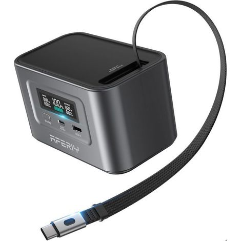 Station électrique portable - AFERIY - 100W 99,2Wh - Dual USB-C PD3.0 - Câble magnétique 70cm - Batterie LFP 3000+ cycles