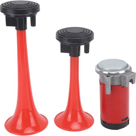 Trompe d'auto 12V double 120db avec compresseur pour camion, train, bateau, van - Rouge (1/5)