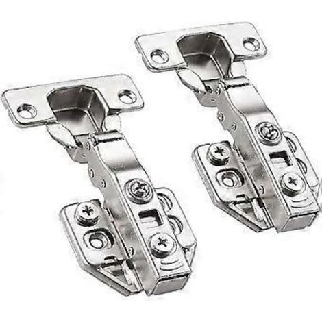 Charnières de porte de placard à fermeture amortie 35 mm, recouvrement total à 110 degrés, avec vis de fixation, 1 paire (2 pièces)