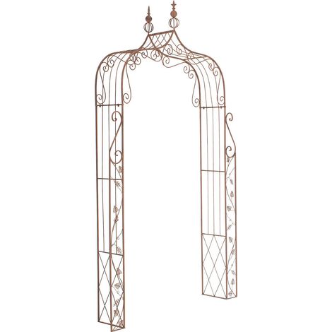 Arco di rose da giardino arco di rose piante rampicanti metallo marrone invecchiato 100003925