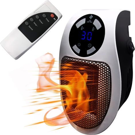 Calefactor mini de 500 W: portátil, de bajo consumo y con mando a distancia. (1/4)