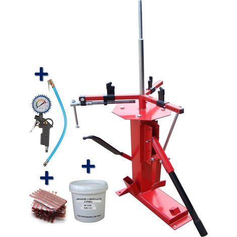 Démonte Pneu manuel Auto Moto jusqu'à 21" + 60 Mèches + 1 Gonfleur + Graisse pneu 1kg (1/2)