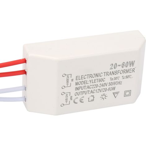 Transformateur électronique 220V vers 12V AC, convertisseur de tension intelligent 20-60W, alimentation pour ampoule halogène G4 12V (1/5)