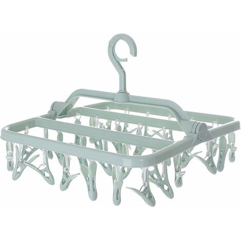 Sock Drying Rack, Laundry Drying Rack with 32 Clips, Folding Hanging Clothes Drying Rack, Indoor Outdoor Laundry Drying Rack, for Socks, Underwear and Small Clothes (1/5)
