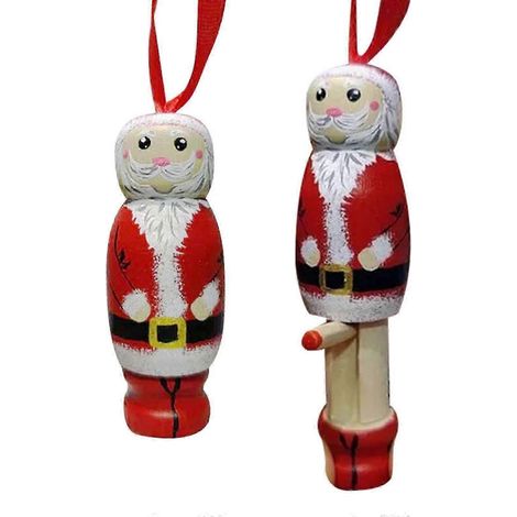 Lustiger Weihnachtsmann-Anhänger, Weihnachtsschmuck, Christbaumschmuck, Lustiger stehender Weihnachtsmann aus Holz, Personalisierte Weihnachtsdekoration, Uni-Red