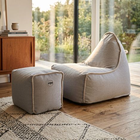 Soo Santaï Buddy's Rest birnenförmiger Sessel mit Fußstütze, 90x60x85/45x60x35 cm für den Innenbereich, abnehmbare Bezüge, mit N