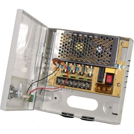RACK BOX ALIMENTATORE STABILIZZATO 4 USCITE CANALI CENTRALINA TELECAMERA DC CCTV
