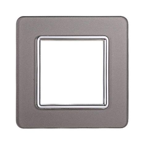 Plaque compatibles Vimar Plana 2 modules verre couleur argent Ettroit EV84206
